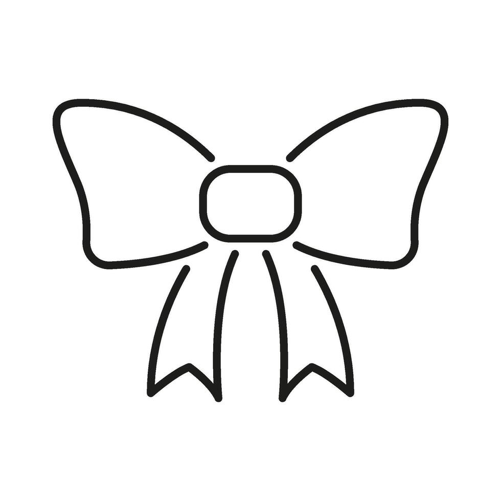Bow Tie Outline Icon. Fashion Accessory, Gift Wrapping, And Decorative Ribbon Symbol. Elegant Design Element For Celebrations And Style. Editable Stroke. Isolated Illustration vector