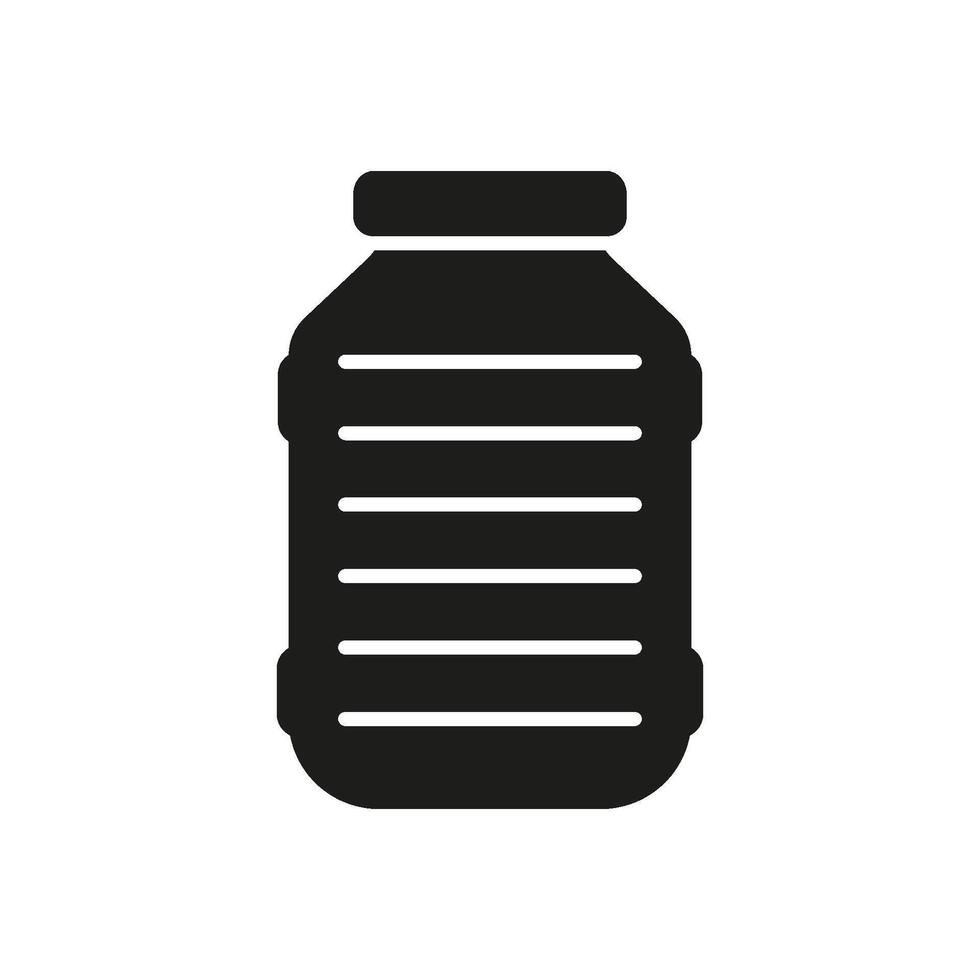 Large Water Dispenser Bottle, Refillable Cooler Jug With Label And Cap Silhouette Icon. Drinking Container for Office, Home, and Hydration Solid Symbol. Isolated Illustration vector