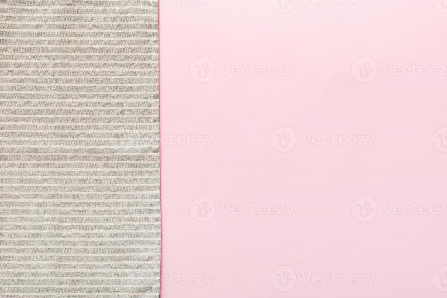 top view with gray kitchen napkin isolated on table. Folded cloth for mockup with copy space photo