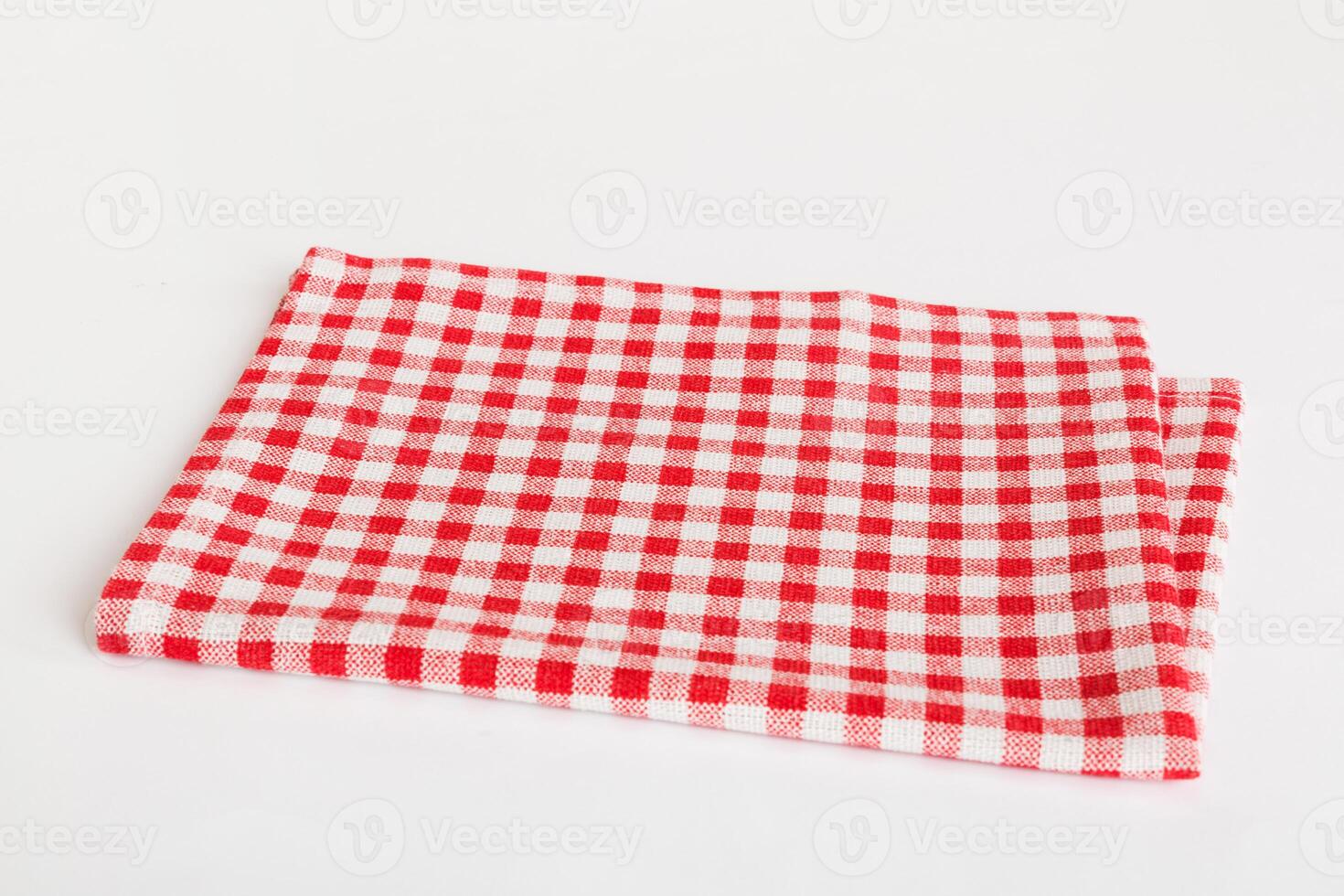 top view red empty kitchen napkin isolated table background. photo