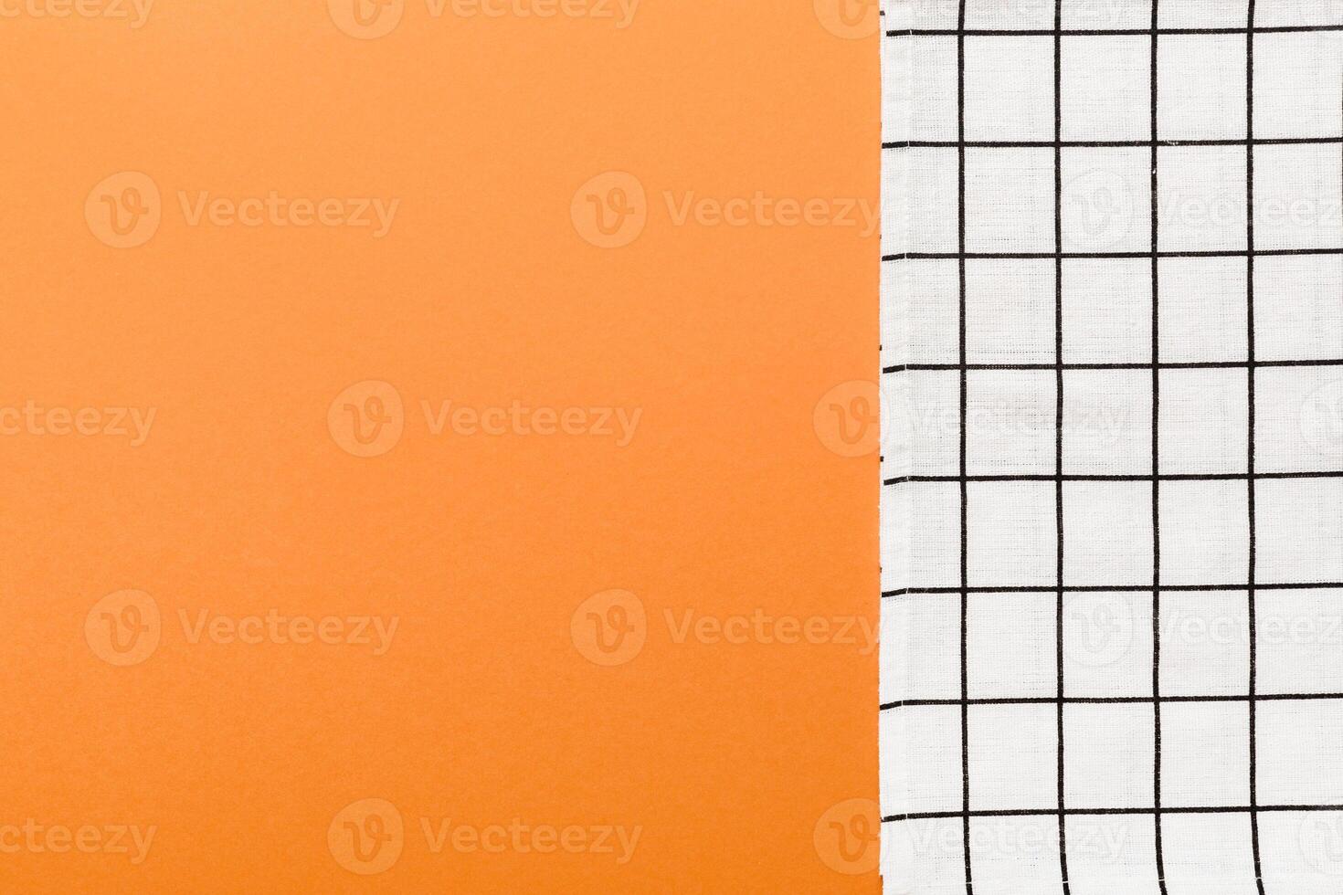 top view white empty kitchen napkin isolated on table background. Folded cloth mockup photo