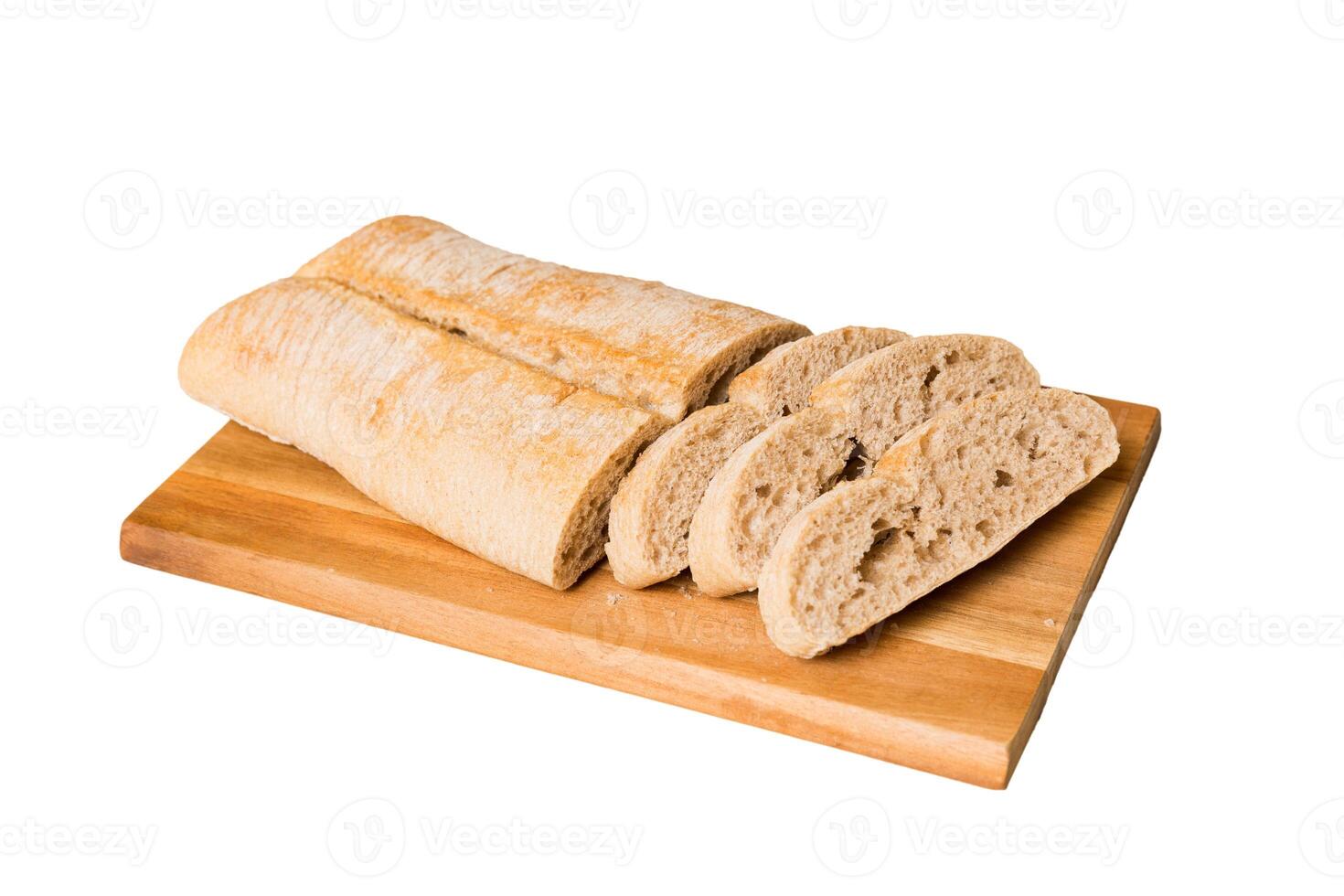 Assortment freshly sliced baked bread with napkin on white background. Healthy unleavened bread. photo