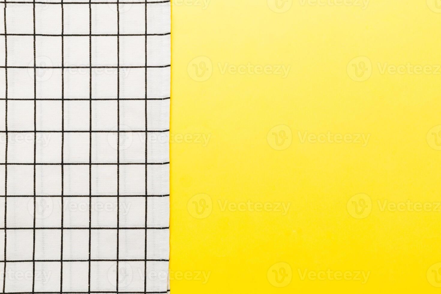 top view white empty kitchen napkin isolated on table background. Folded cloth photo