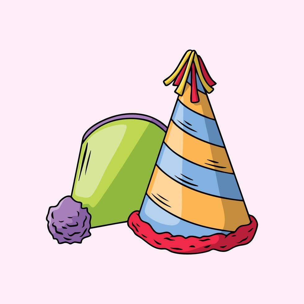 Two festive party hats for celebrations and birthdays vector