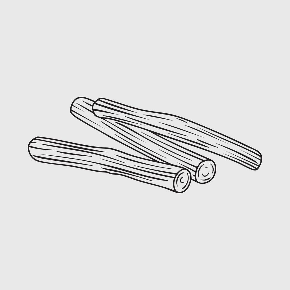 Thin line illustration of licorice sticks vector