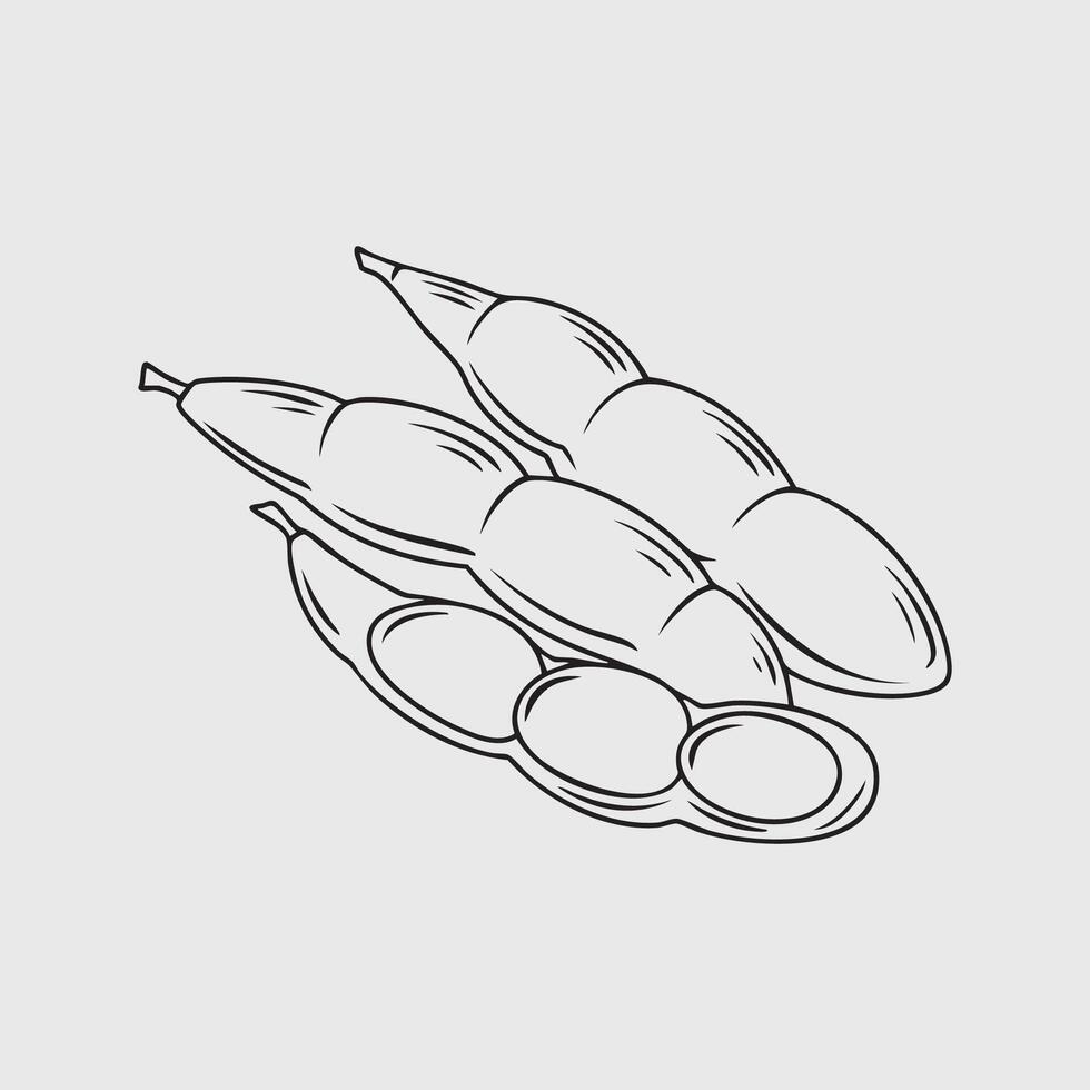 Thin Line Illustration of Edamame Beans in Pods vector
