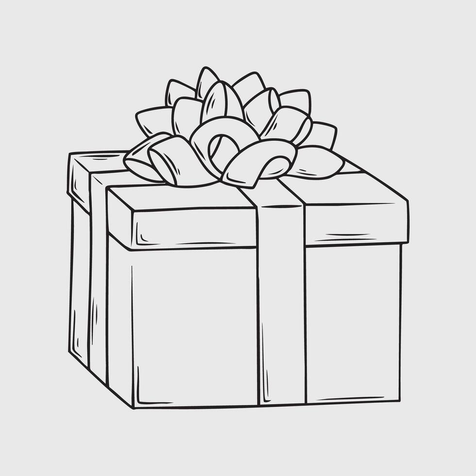 Thin line illustration of Gift Box with a Bow vector