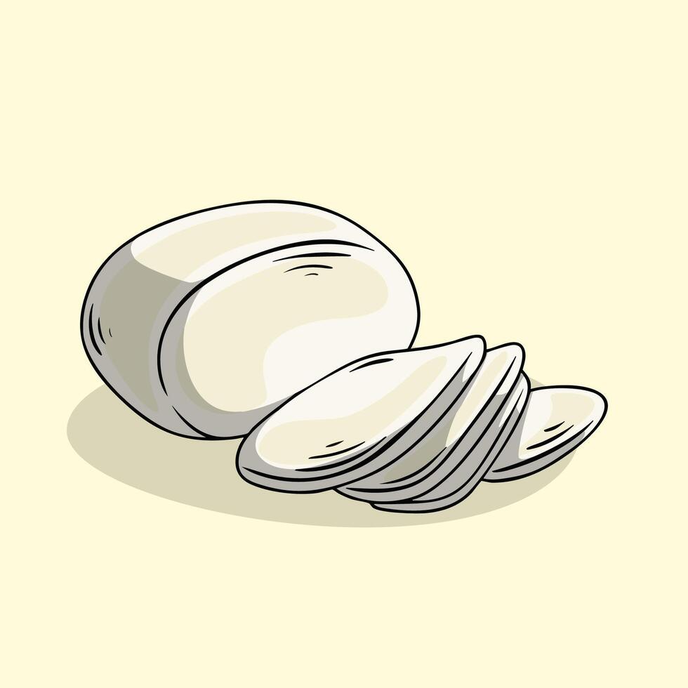 Illustration of mozzarella cheese and sliced pieces vector