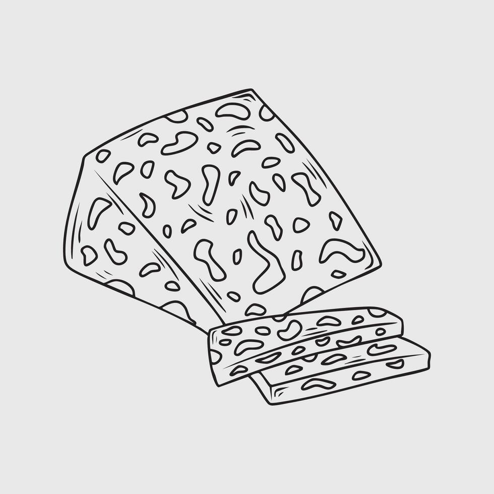 Thin line illustration of blue cheese slices and pieces vector