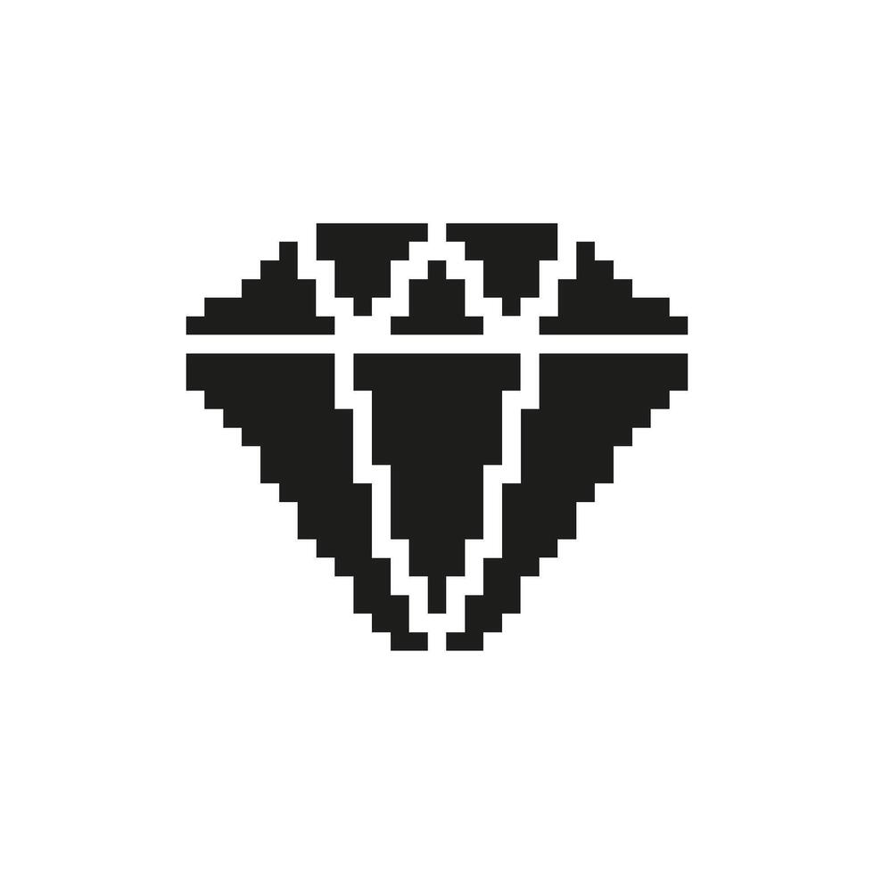 Pixelated Diamond Icon. Luxury, Wealth, And Prestige Symbol. Retro Gaming Style Gemstone Representation. Isolated Illustration vector