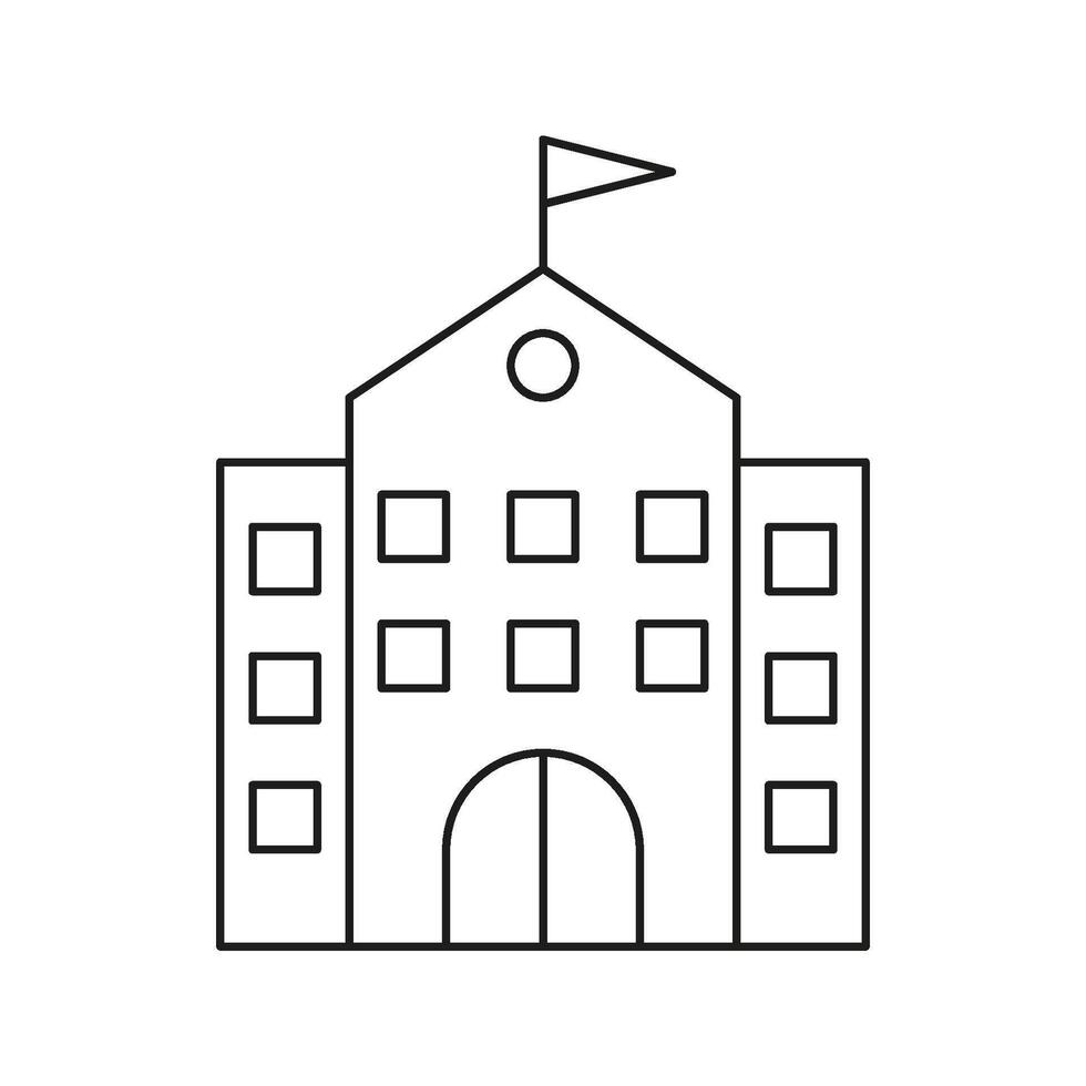 School Building Line Icon. Educational Institution, Learning Center, And Academic Facility Outline Symbol. Architecture And Campus Design. Editable Stroke. Isolated Illustration vector