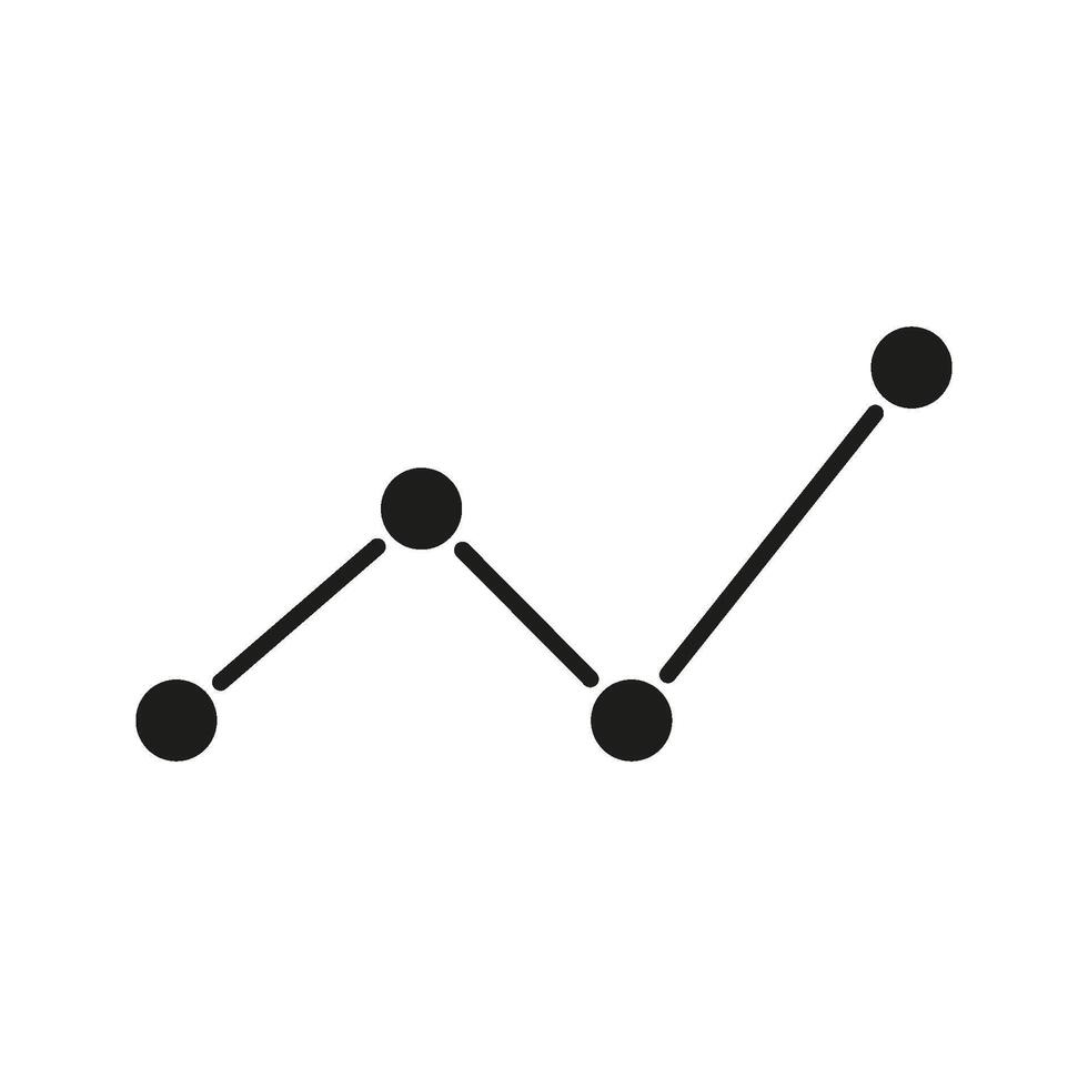 Line Graph Data Analysis Solid Icon. Trend Visualization, Statistical Growth, And Performance Tracking Silhouette Symbol. Business Analytics Representation. Isolated Illustration vector