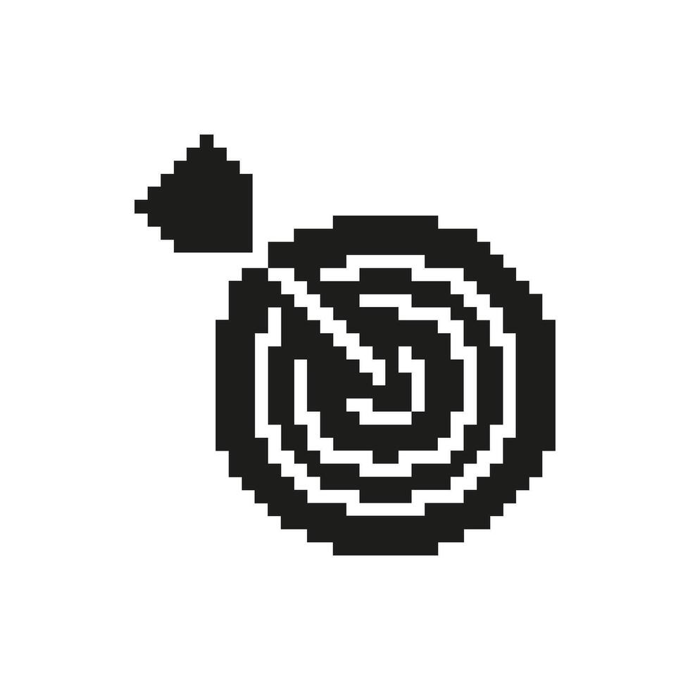 Target With Arrow Pixel Art Icon. Precision, Goal Achievement, And Success Symbol. Strategic Planning And Focus Representation. Isolated Illustration vector