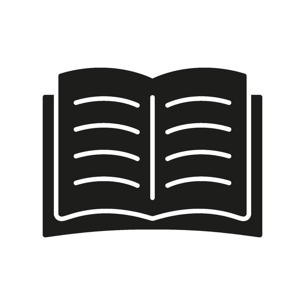 Open Book Solid Icon. Knowledge, Education, And Learning Silhouette Symbol. Reading And Literature Representation. Isolated Illustration vector