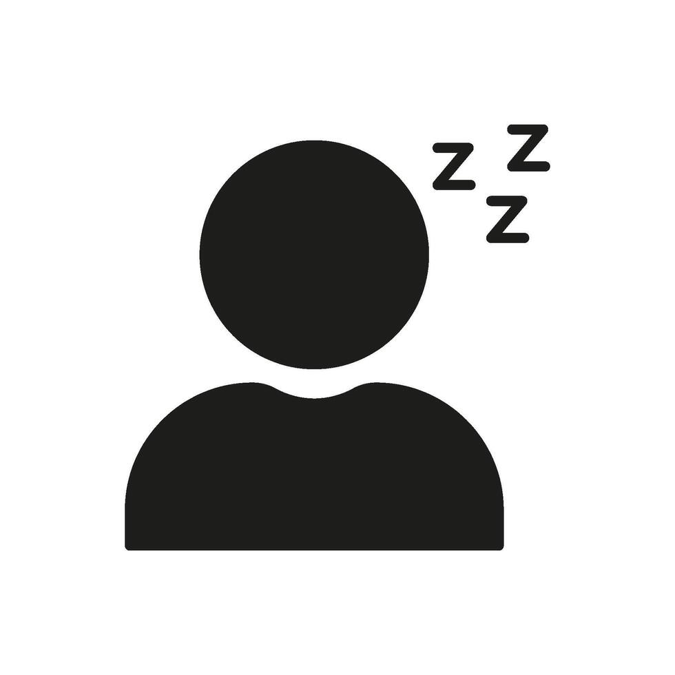 Person Sleeping Solid Icon. Rest, Relaxation, And Sleep Silhouette Symbol. Sleepy Individual With Zzzs. Isolated Illustration vector
