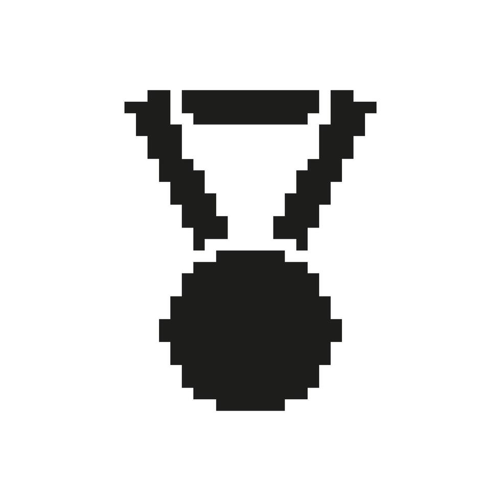 Pixel Art Medal Icon. Achievement, Success, And Award Recognition Symbol. Retro Gaming Style. Isolated Illustration vector