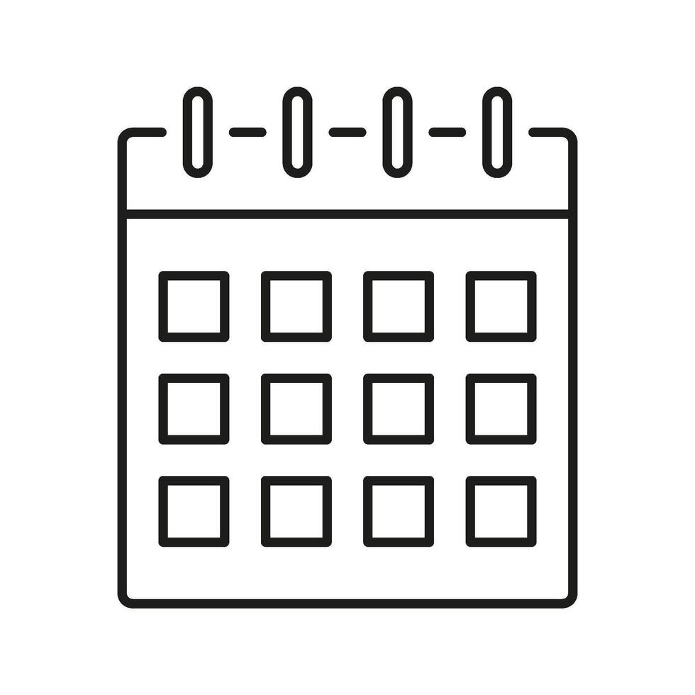 Calendar Icon. Date Planning And Scheduling Outline Symbol. Time Management And Event Organization. Editable Stroke. Isolated Illustration vector
