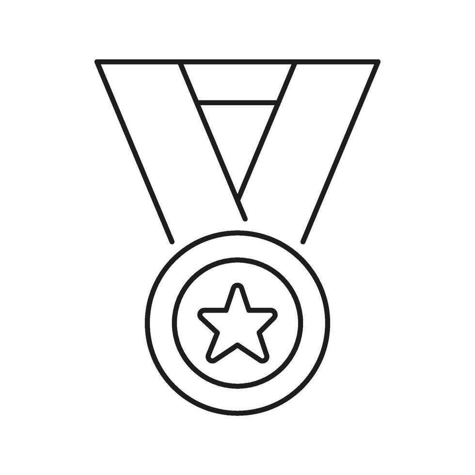 Medal With Star Line Icon. Achievement, Excellence, And Award Recognition Outline Symbol. Success And Honor Representation. Editable Stroke. Isolated Illustration vector