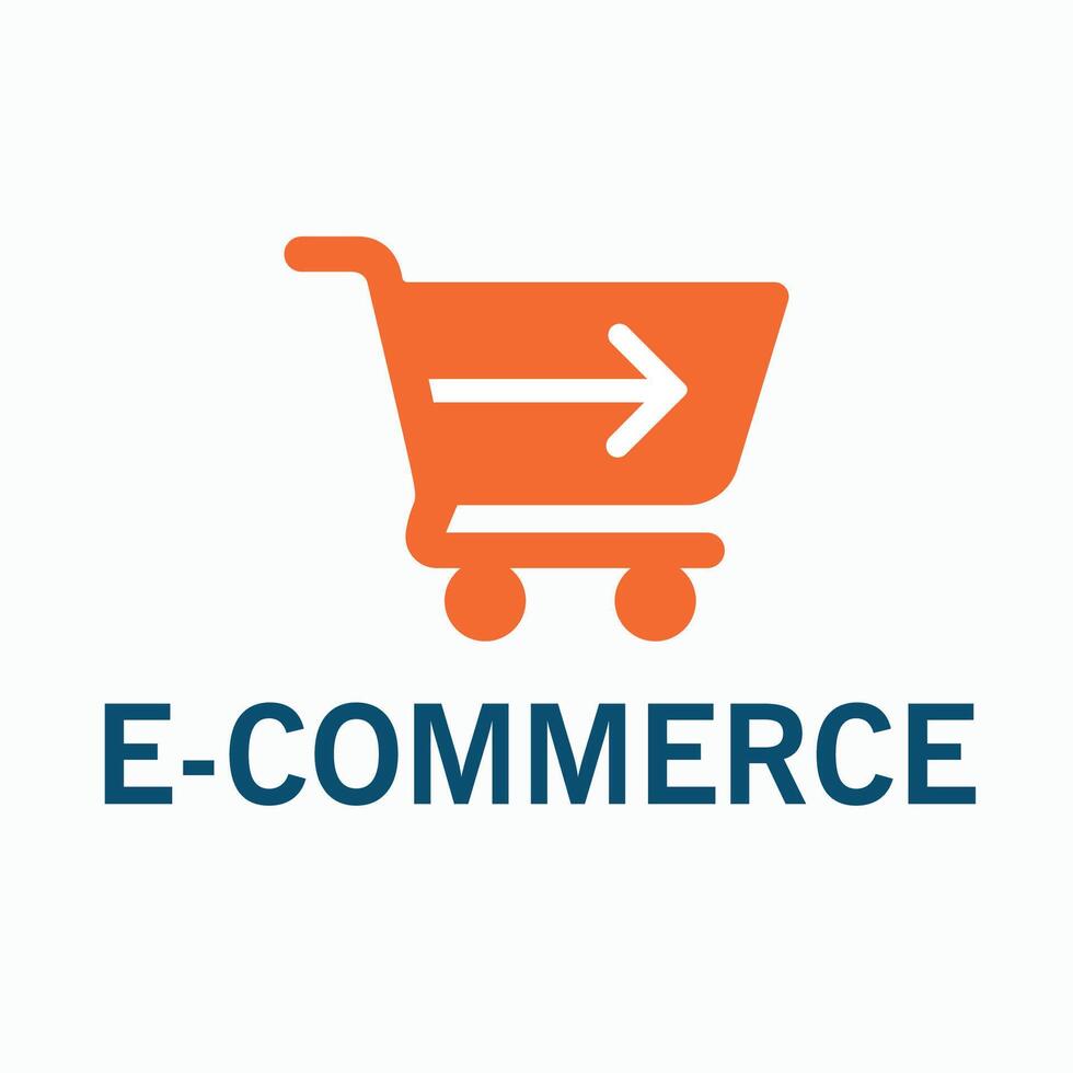 E-commerce logo with a shopping cart vector