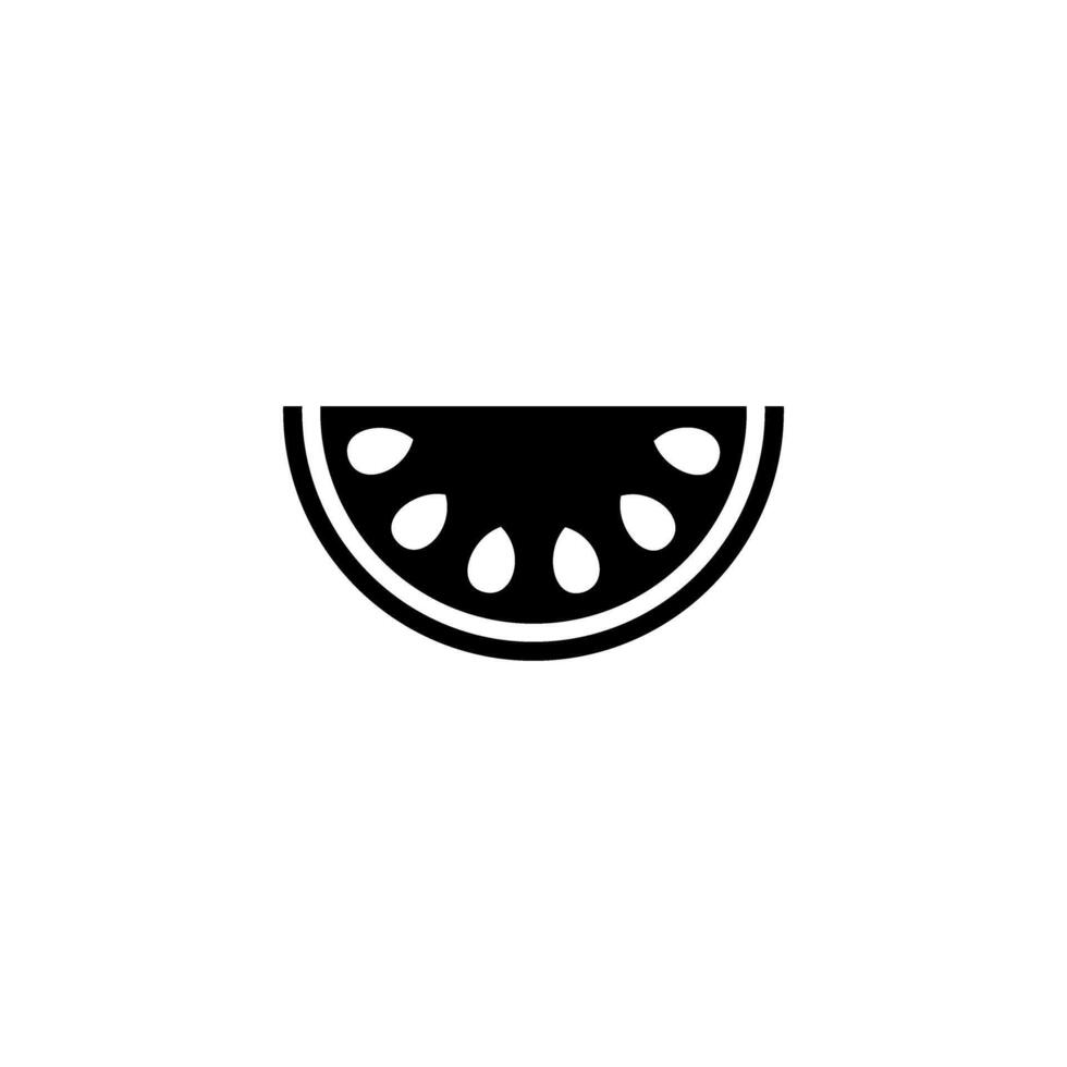 Watermelon slice in minimalistic black and white design showcasing seeds and shape vector