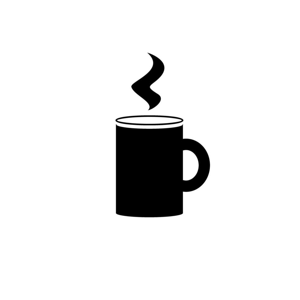 Cup of steaming coffee held in a black silhouette against a white background, perfect for beverage lovers and design enthusiasts alike vector