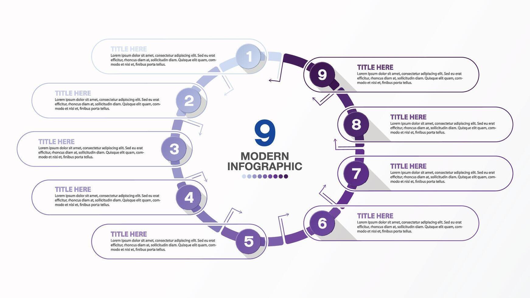 Nine infographic, Template for presentation. vector