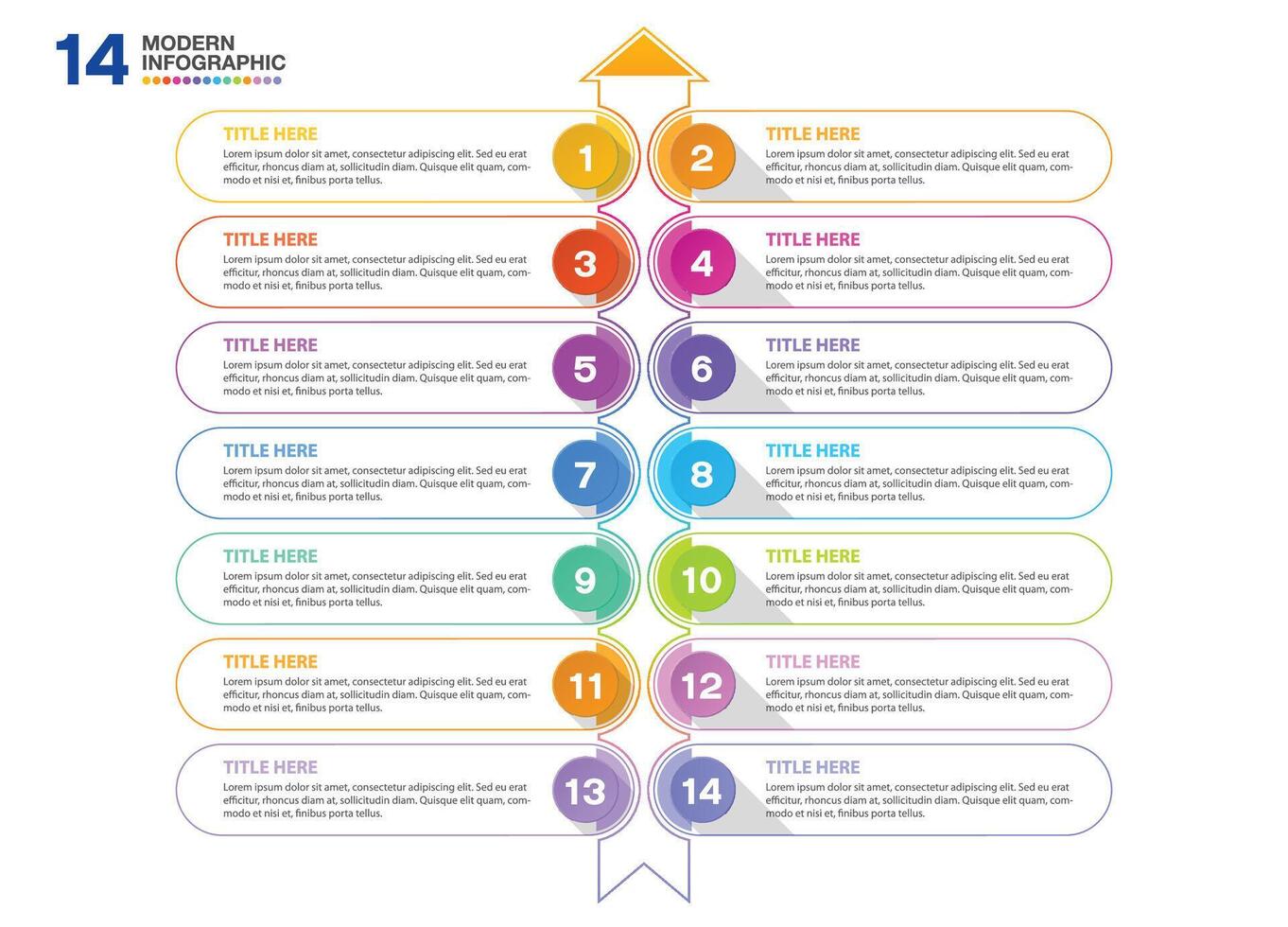 Fourteen infographic, Template for presentation. vector