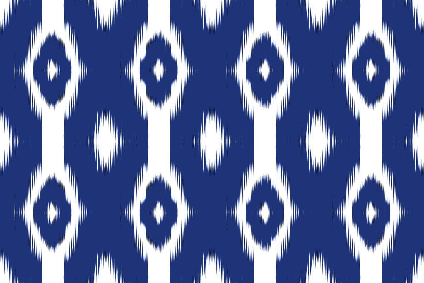 Ikat Pattern. White Ikat Pattern in blue background. Design for fabric, background, wallpaper, textile, wrapping, carpet, print, clothing, embroidery vector