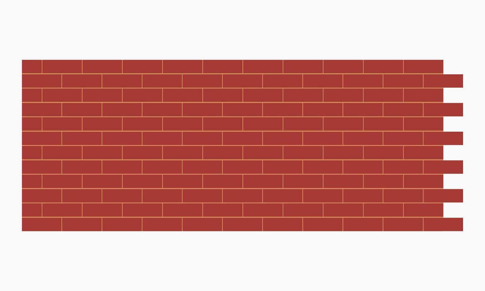 Flat illustration of a red brick wall with clean horizontal and vertical alignment, isolated on a white background. Suitable for construction, architecture, and pattern design themes. vector
