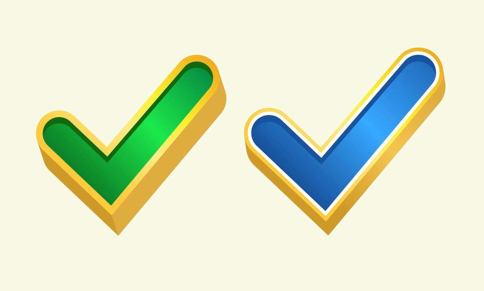 Bold Green and Blue Checkmark Icons for Success and Approval Indicators vector