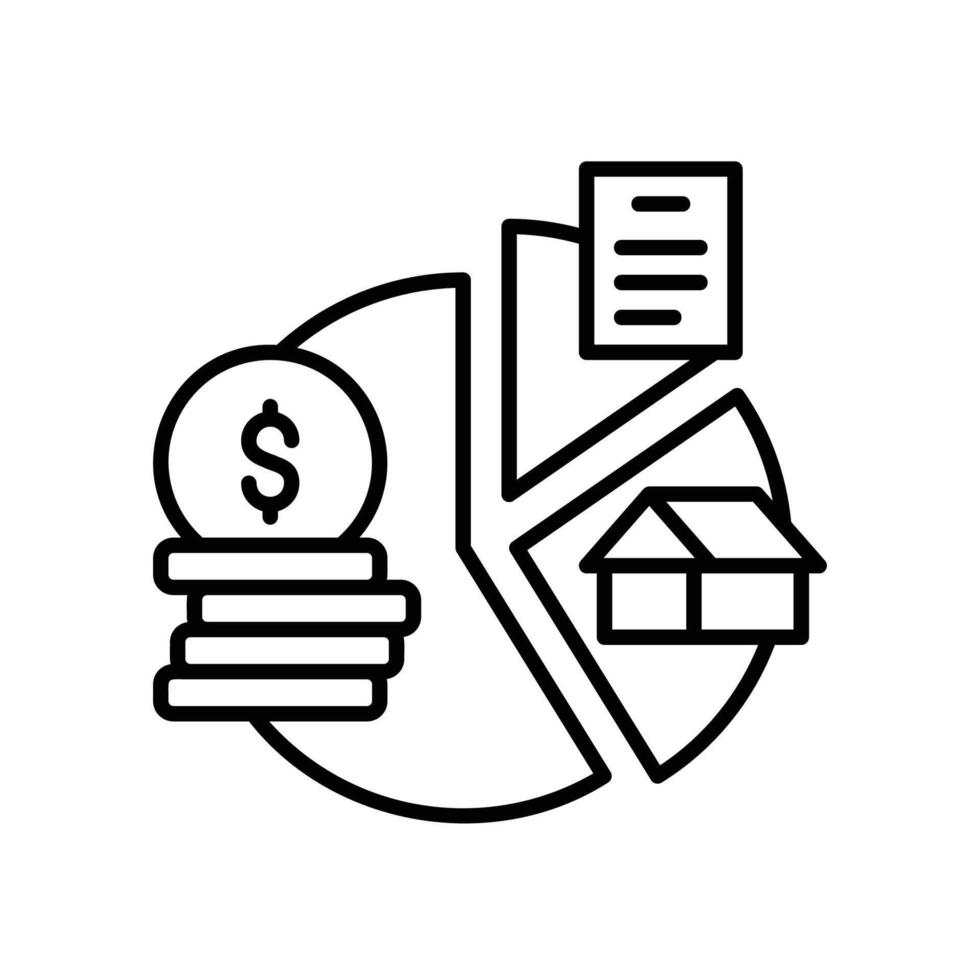 Investment diversification icon for managing wealth vector