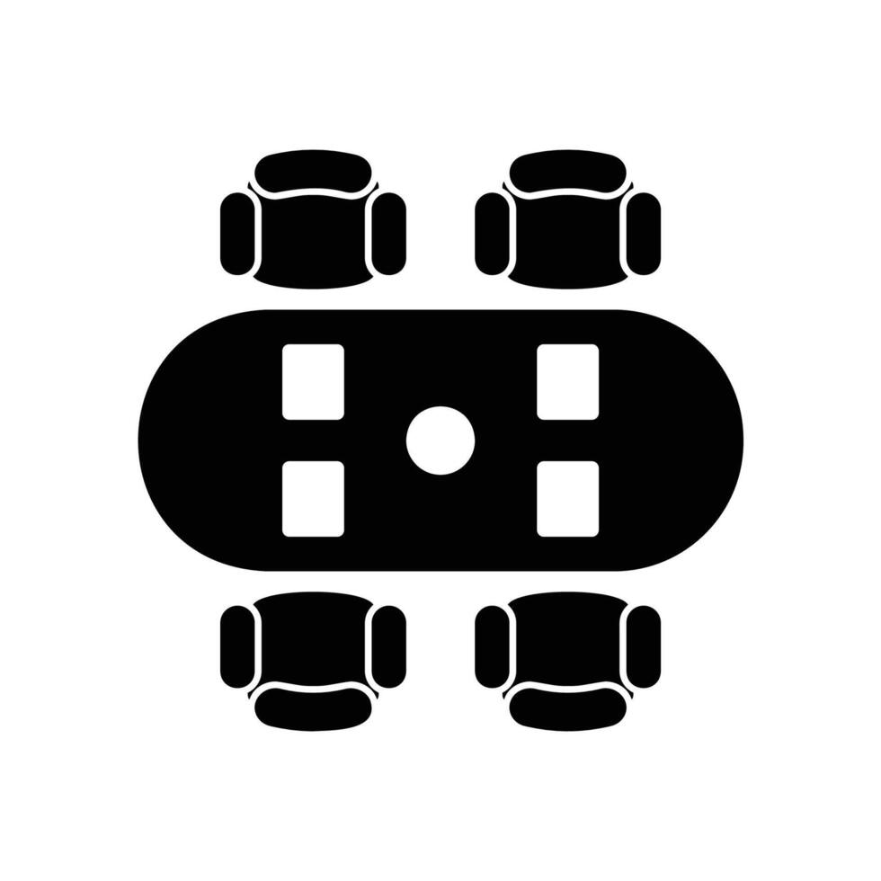 Meeting table icon with chairs around it vector