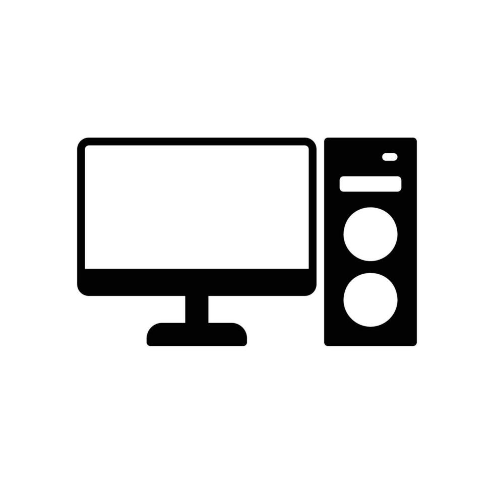 Desk computer icon with and monitor screen vector