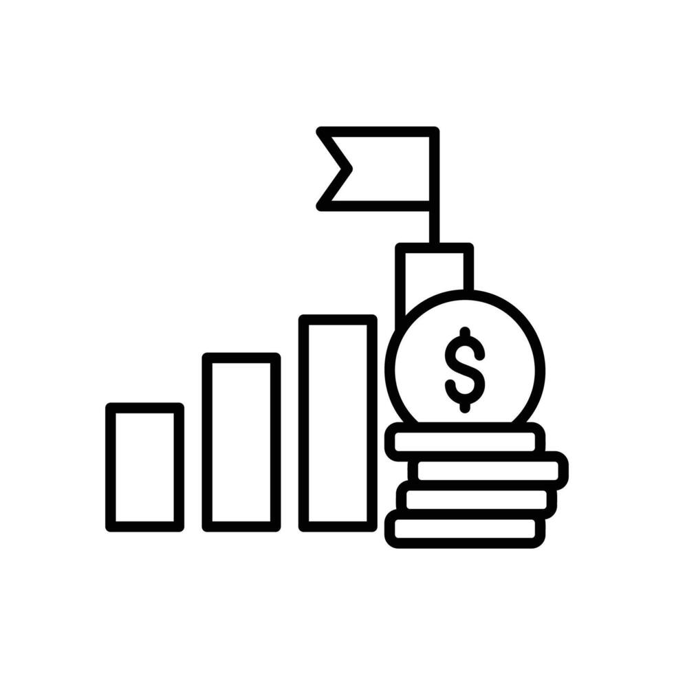 Financial success icon with bar chart and dollar coins vector