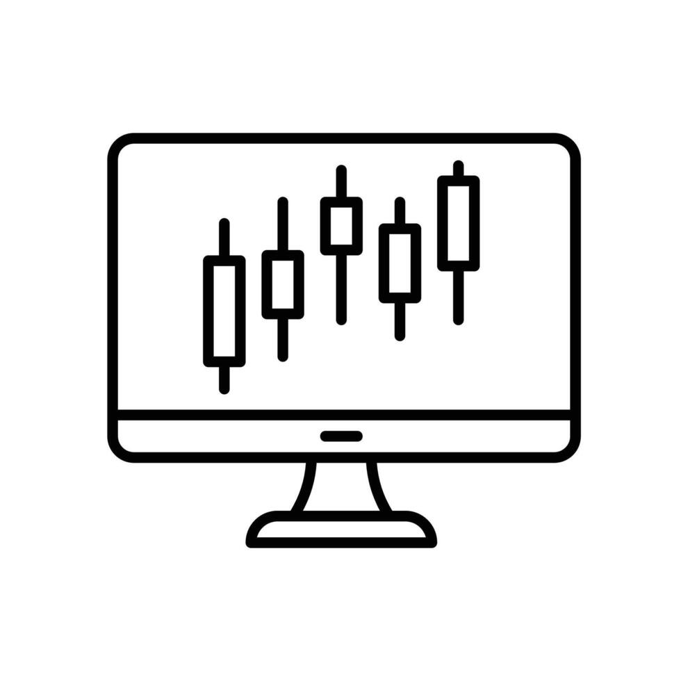 Stock market icon with candlestick diagram display on computer screen vector