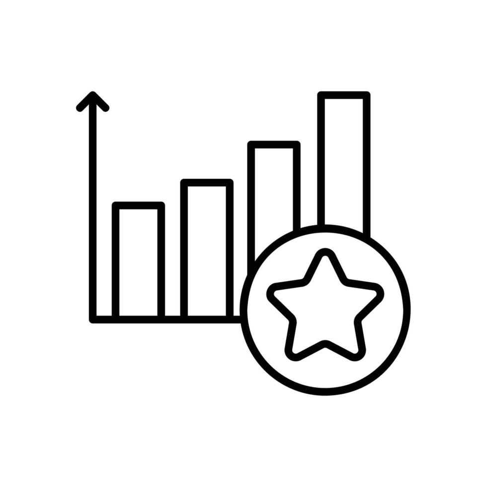 Market trend icon with bar chart and stars vector