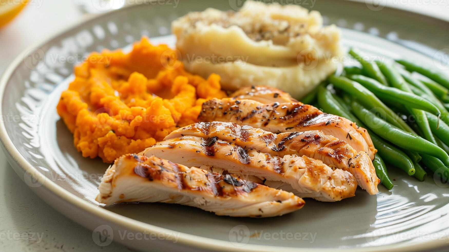 This Tasty grilled chicken with vibrant sides for a balanced meal, perfect for lunch or dinner. photo