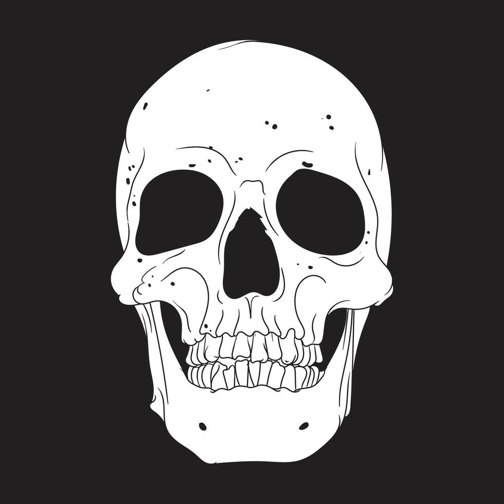 A spooky and artistic skull illustration in flat style, perfect for Halloween themes, dark graphics, or horror concept art. Ideal for posters, stickers, and spooky merchandise design vector