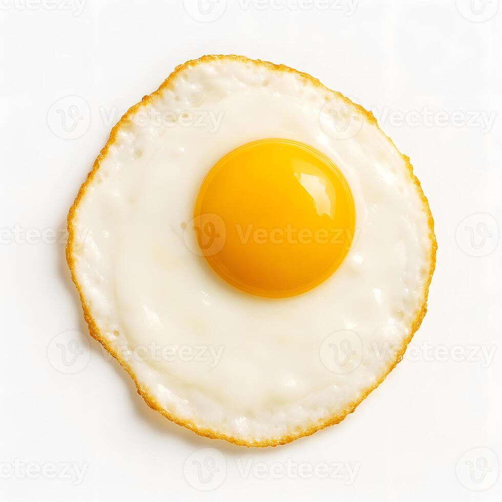 Sunny Side Up Egg with Glossy Yolk on White Background photo