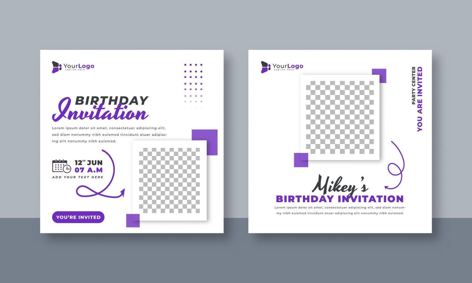 Birthday Invitation Social Media Post Template Editable Design for Festive Party Invites, Celebration Announcements, and Event Promotions vector