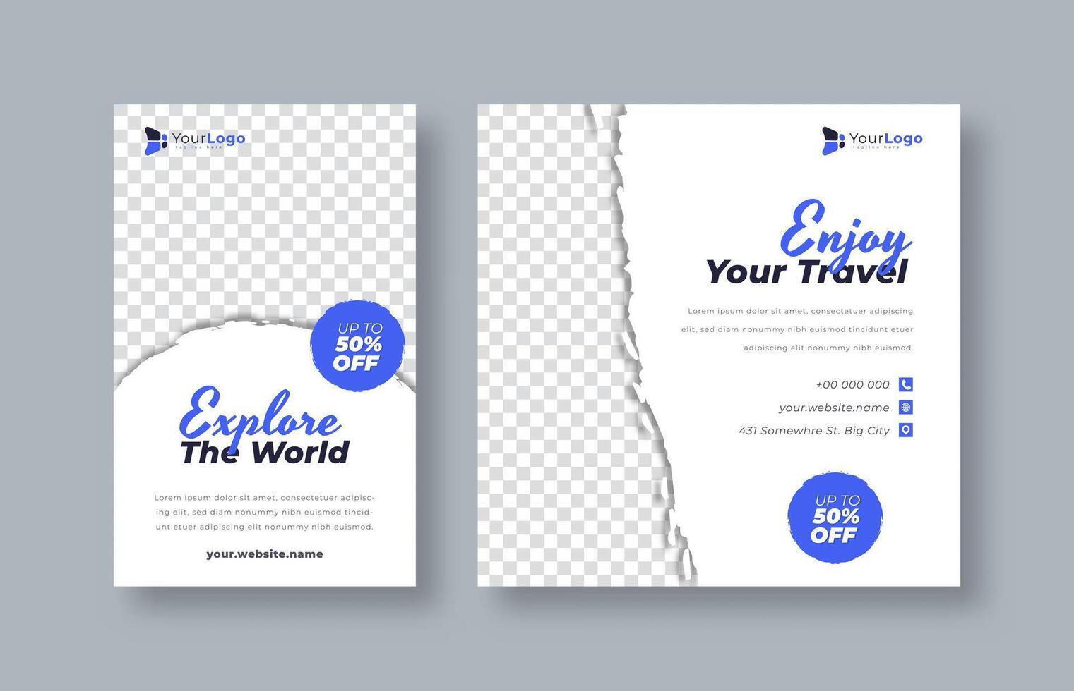 Editable Adventure Travel Social Media Post Template with Brush Style Design for Nature Exploration, Hiking, and Travel Campaign Promotions vector