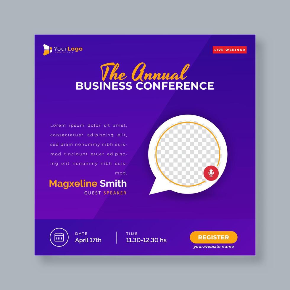 Professional Webinar Banner for Annual Business Conference Layout for Live Event, Strategy Talk, and Corporate Meeting vector