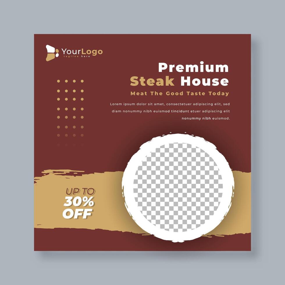 Creative Beef Steak Post Template Brush Style . Editable Layout for Barbecue Promotion, Restaurant Offer, and Food Social Media Design vector