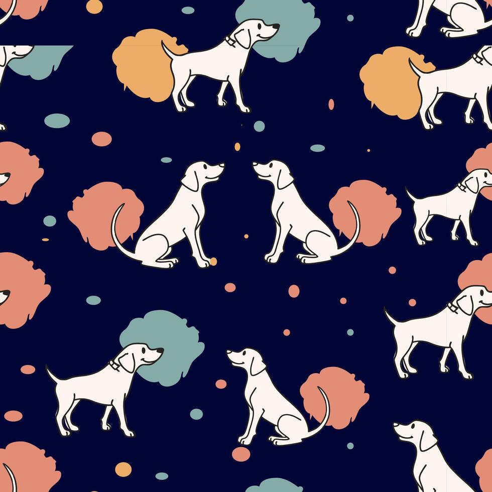 Seamless pattern of dogs sitting on clouds vector