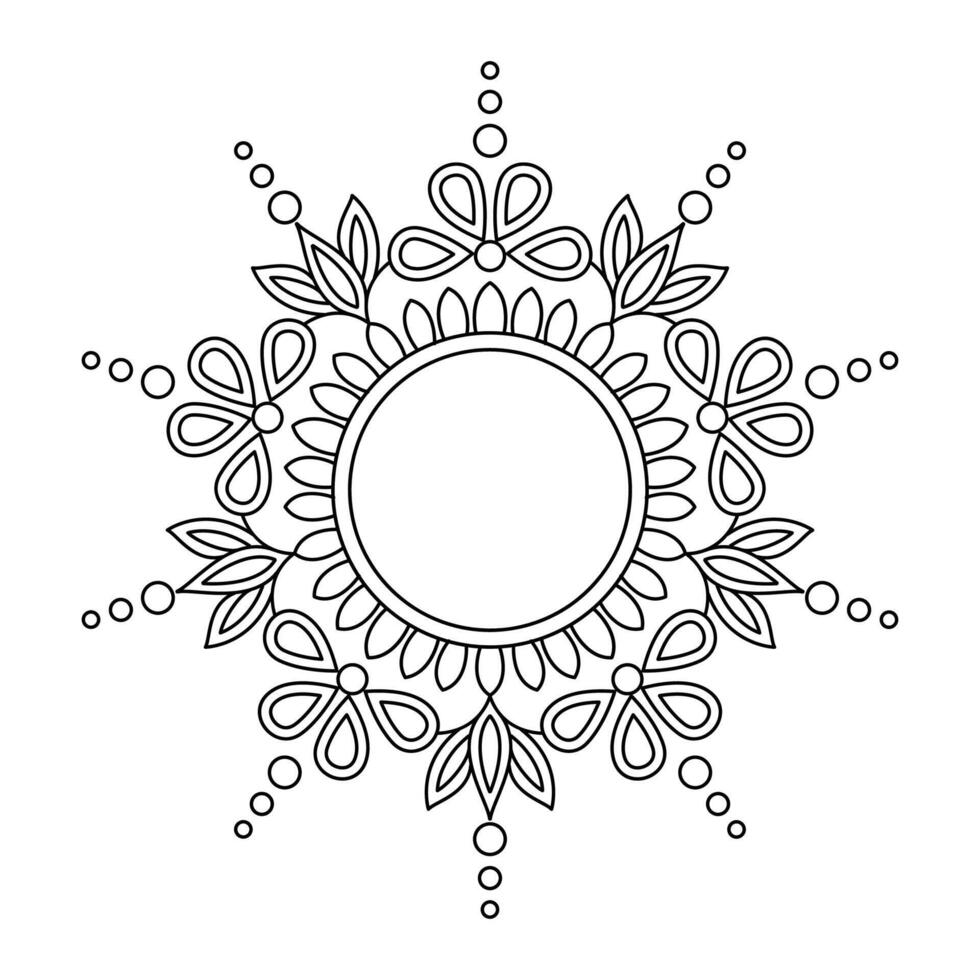 Vintage Line Art Lotus Mandala in Black and White Coloring Book Page vector