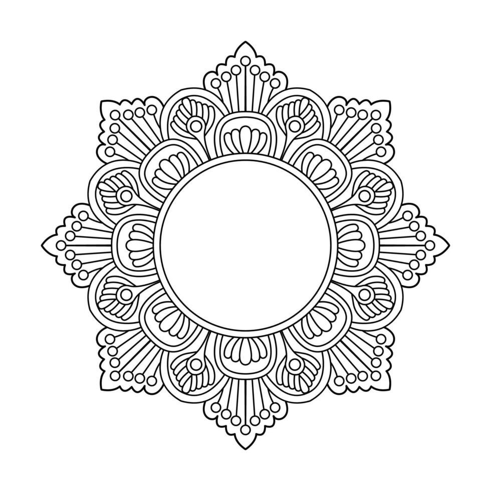 Elegant Flowing Petals Mandala for Coloring Book Page vector
