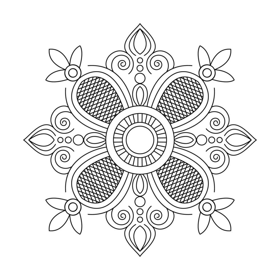 Mystical Spiral Patterns Mandala in Black and White Coloring Book Page vector