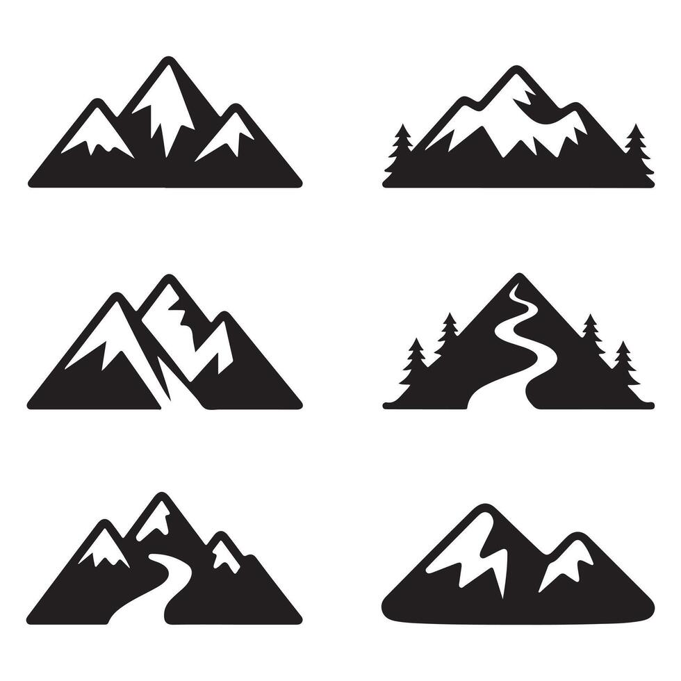 Set of mountains illustration icon, set of mountains, mountain silhouette vector