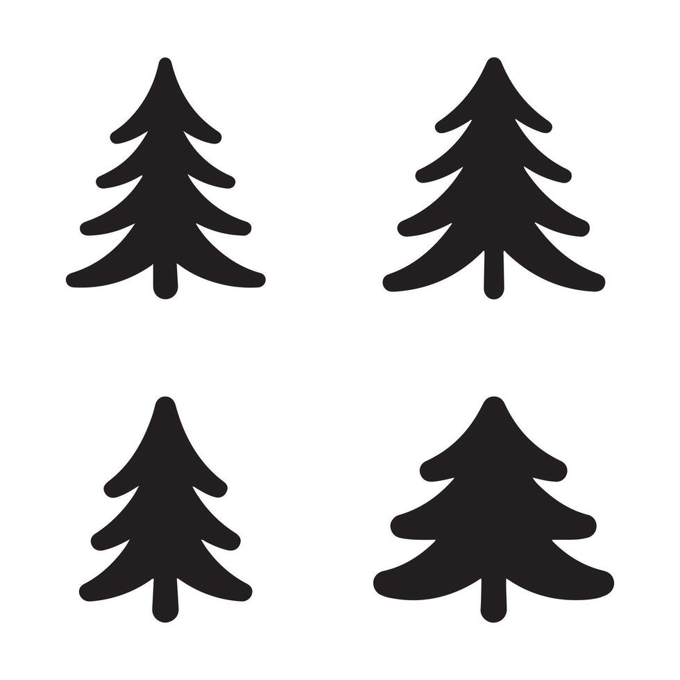 Pine Tree Icon Set. vector