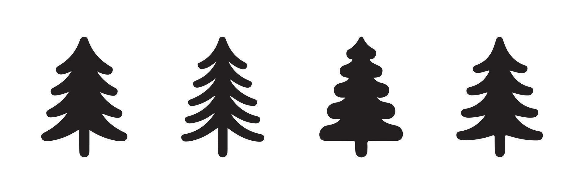 Minimalistic Pine Tree Icon Set. vector